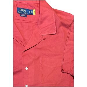 Polo Ralph Lauren Camp Shirt X- Large Classic Fit‎ Short Sleeve Loop Collar Red